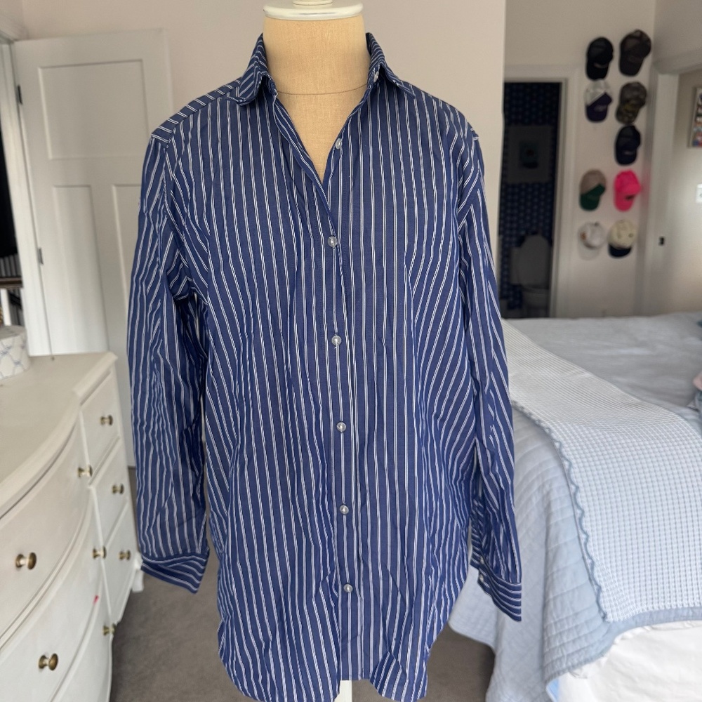 Lepidoptere Airforce Blue Button Down Cotton Poplin